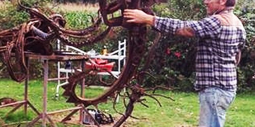 working-on-seahorse-500×840 'Seahorse' garden sculpture by Michael Jackson